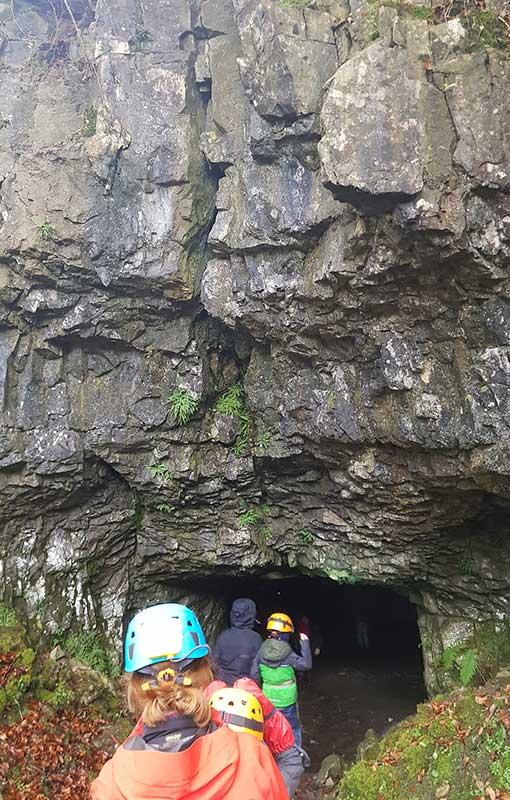 walking into cave