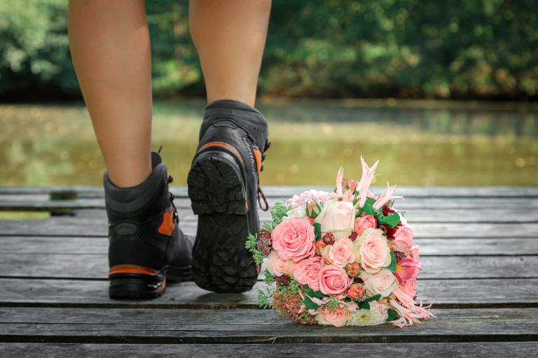 Flowers at feet