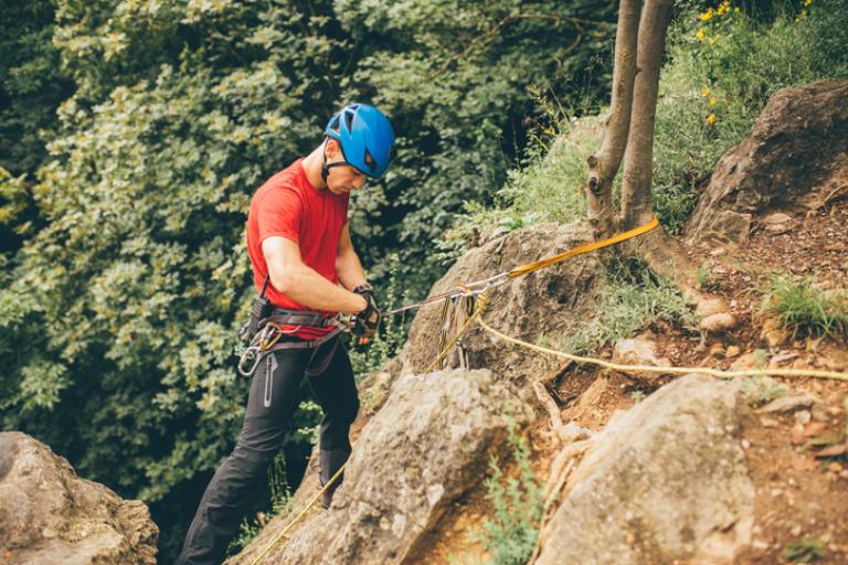 Man rock climbing